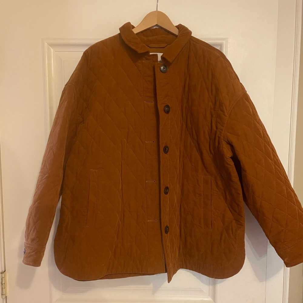 Madewell Women’s Burnt Orange Corduroy Quilted Shirt Jacket